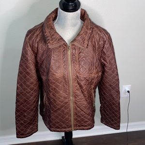 NWOT Jessica Simpson brown leather jacket XL